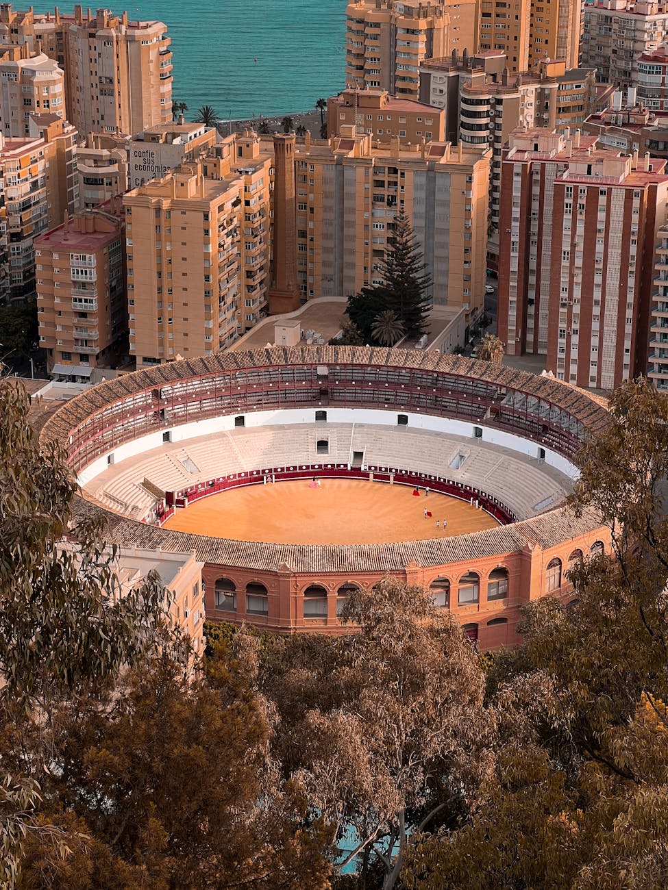 malaga s iconic plaza de toros in summer sunset